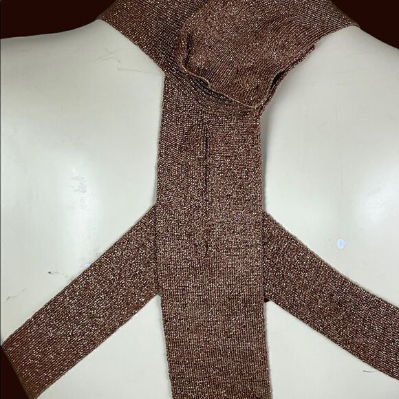 Arden B Copper Bodycon Halter Top Open Back Dress Size Medium - Picture 9 of 10